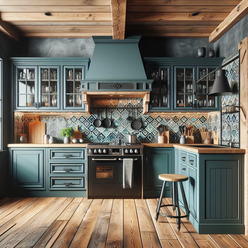 20 Teal And Black Decor Ideas For Your Home   Mix Teal And Black In A Farmhouse Style Kitchen 