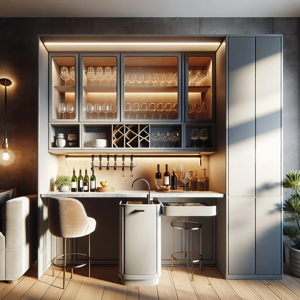 modern mini bar kitchen hutch