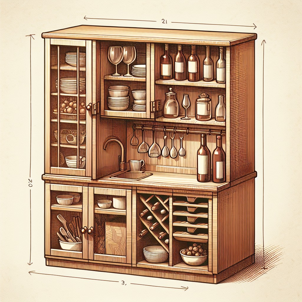 multifunctional hutch with built in wine rack