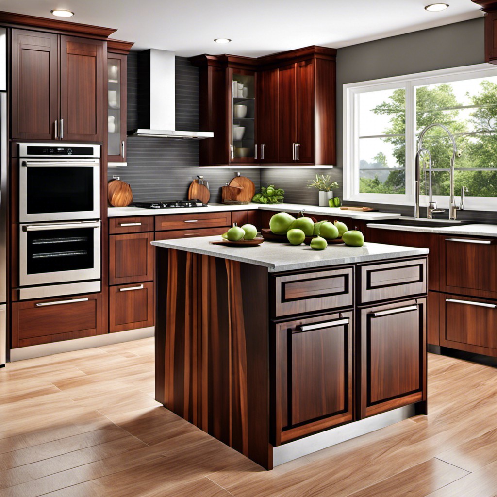 opt for cherry wood cabinets to warm up modern design