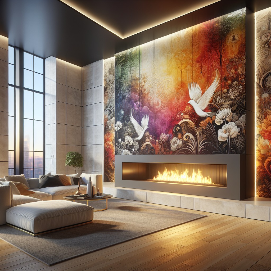 paint a mural around the fireplace to direct attention