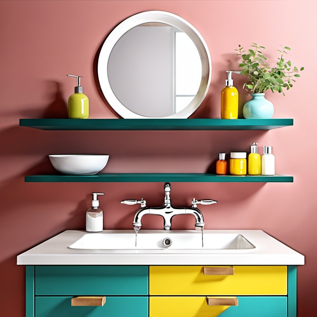 painted floating shelf for a pop of color