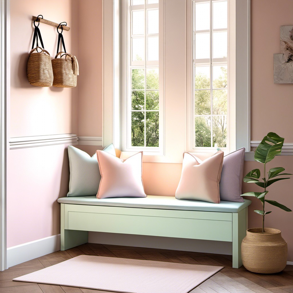 pastel coloured bench for a soft look
