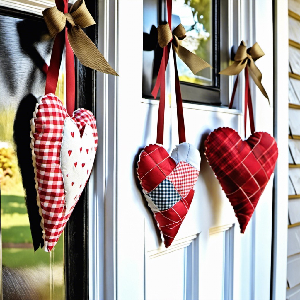 patchwork fabric hearts