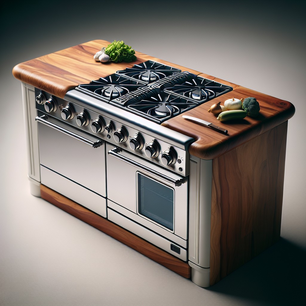 peninsula stove with built in cutting board
