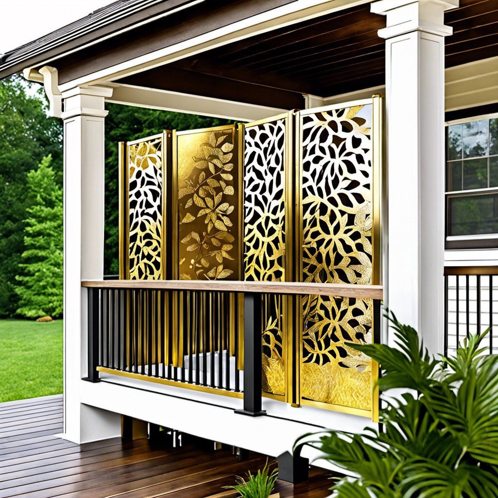 privacy screen with gold leaf design