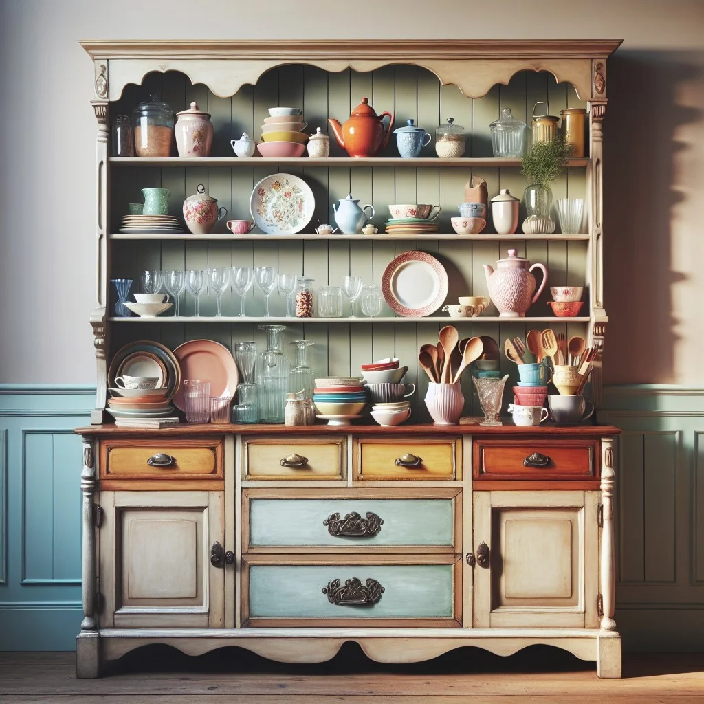 repurposed dresser as kitchen hutch