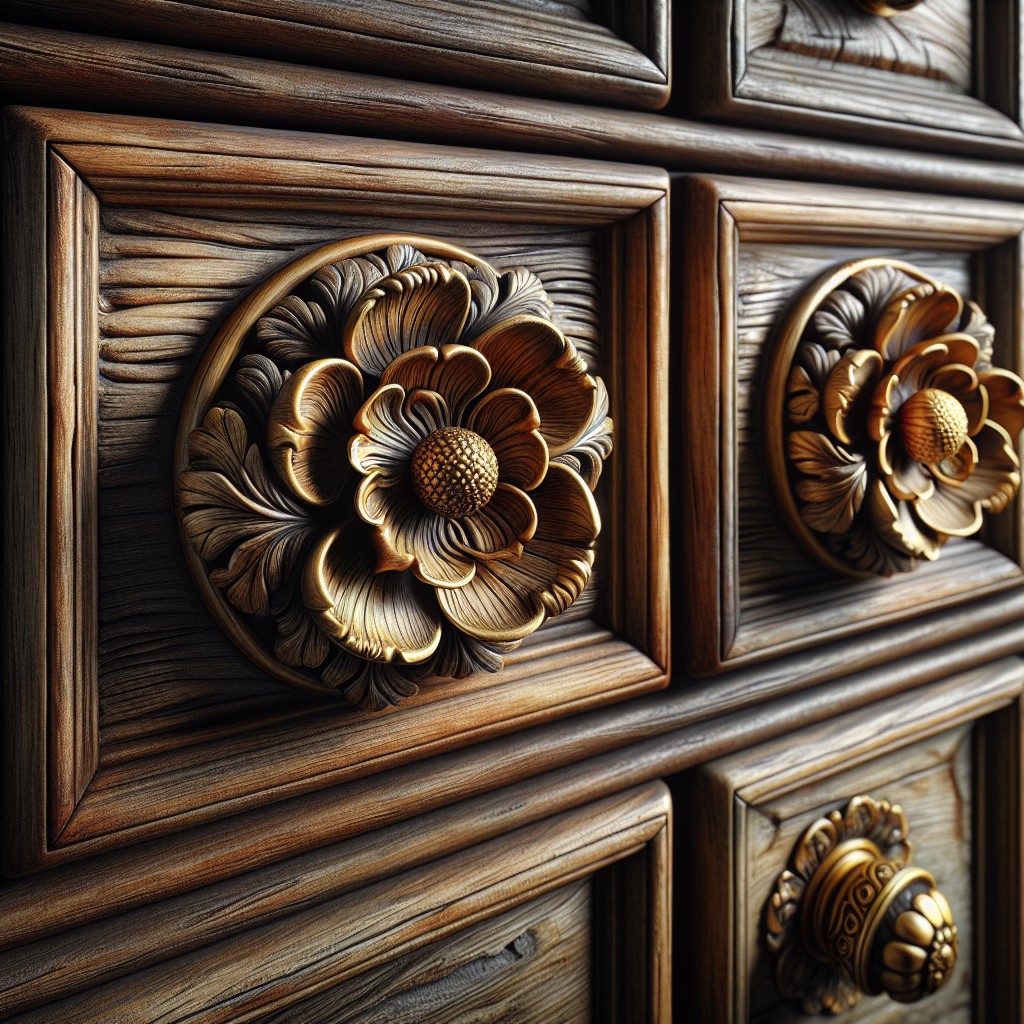 resin flower knobs with gilded edges