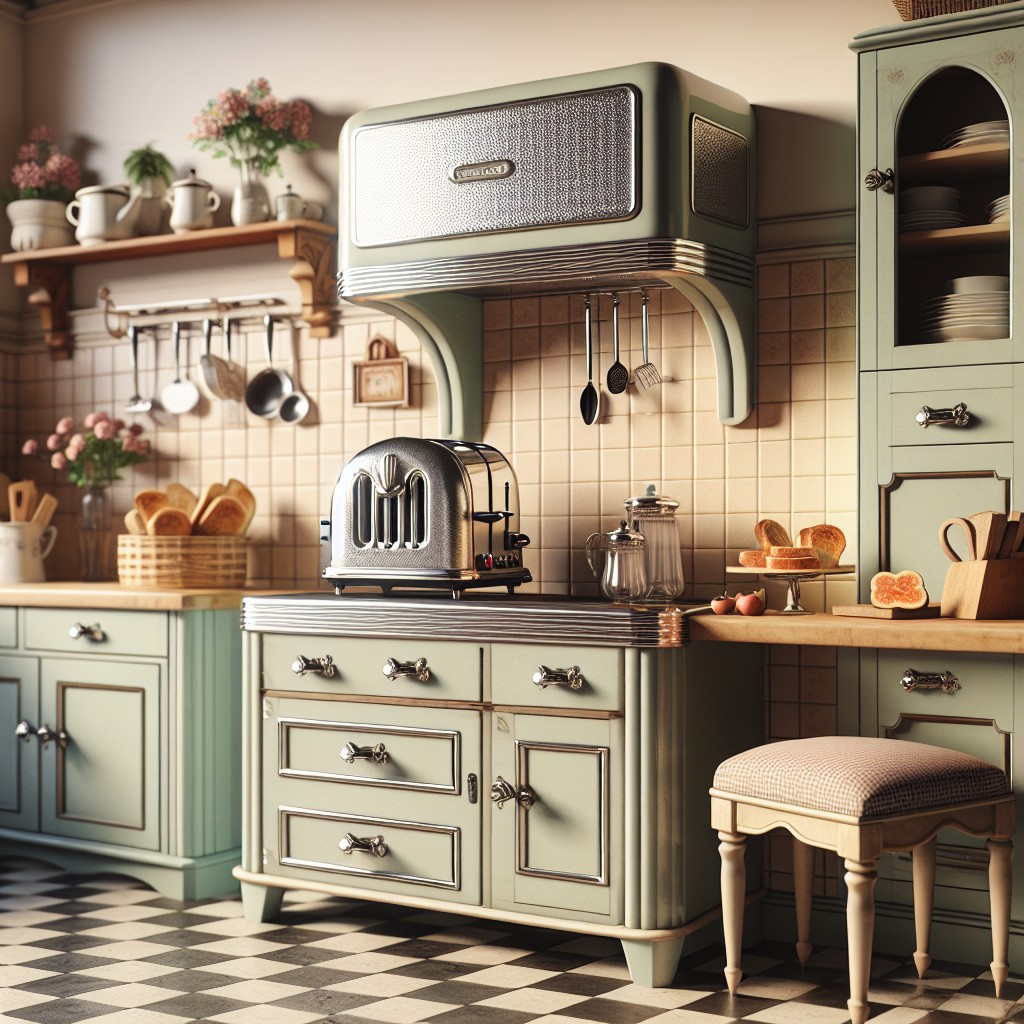 retro style cabinet toaster for vintage inspired kitchen