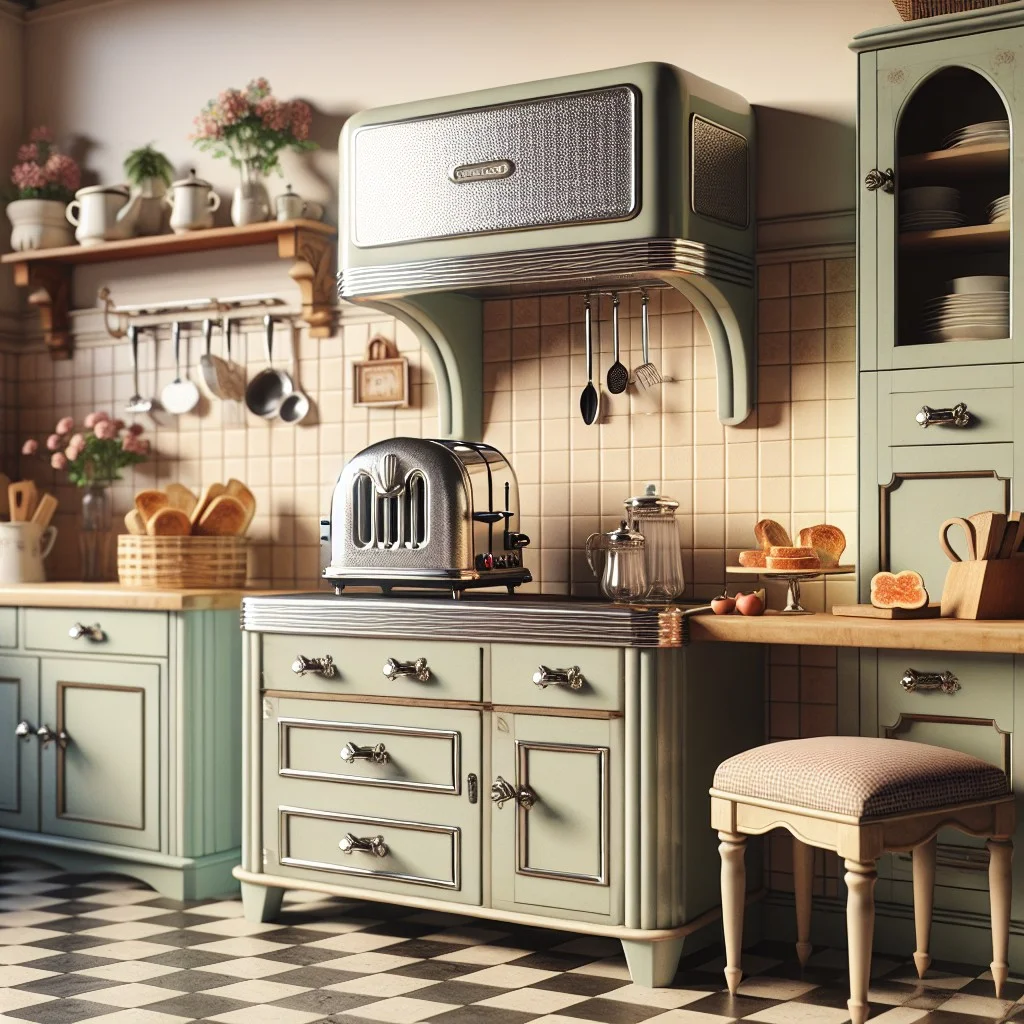 retro style cabinet toaster for vintage inspired kitchen