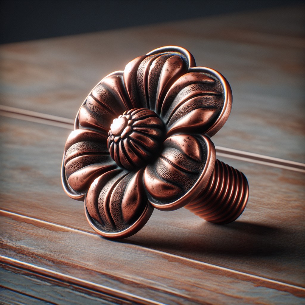 rusty copper relief flower shape knobs
