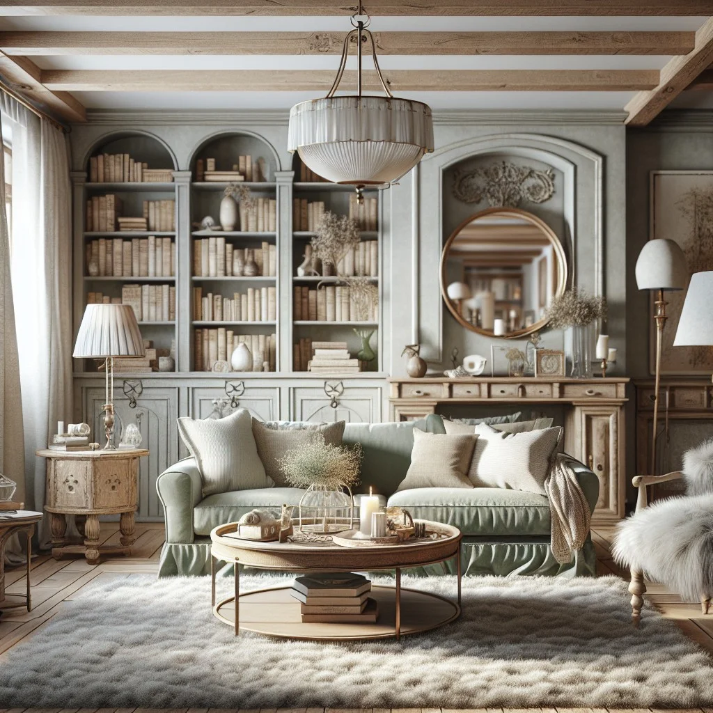 sage green in french country style living room