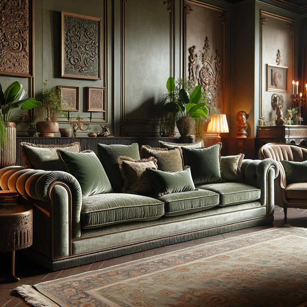 sage velvet sofas for a luxe touch