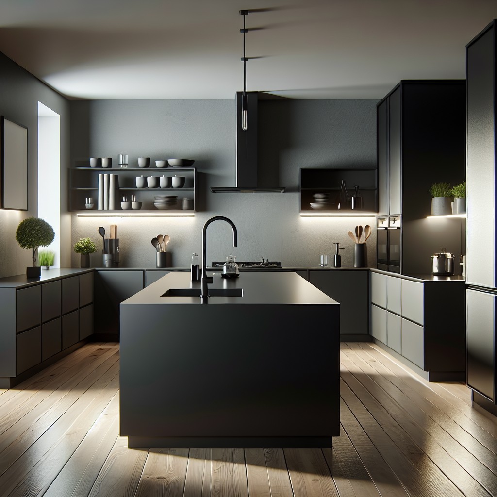 seamless blend with black countertops