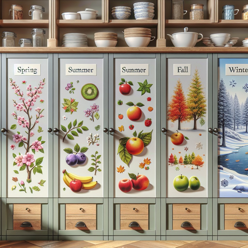 seasonal kitchen cabinet updates using thematic stickers