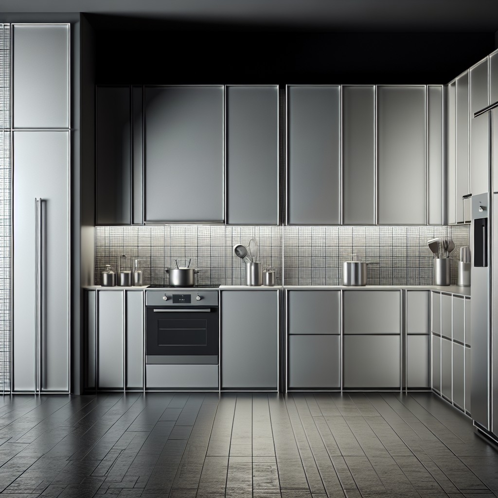 silver metallic cabinets