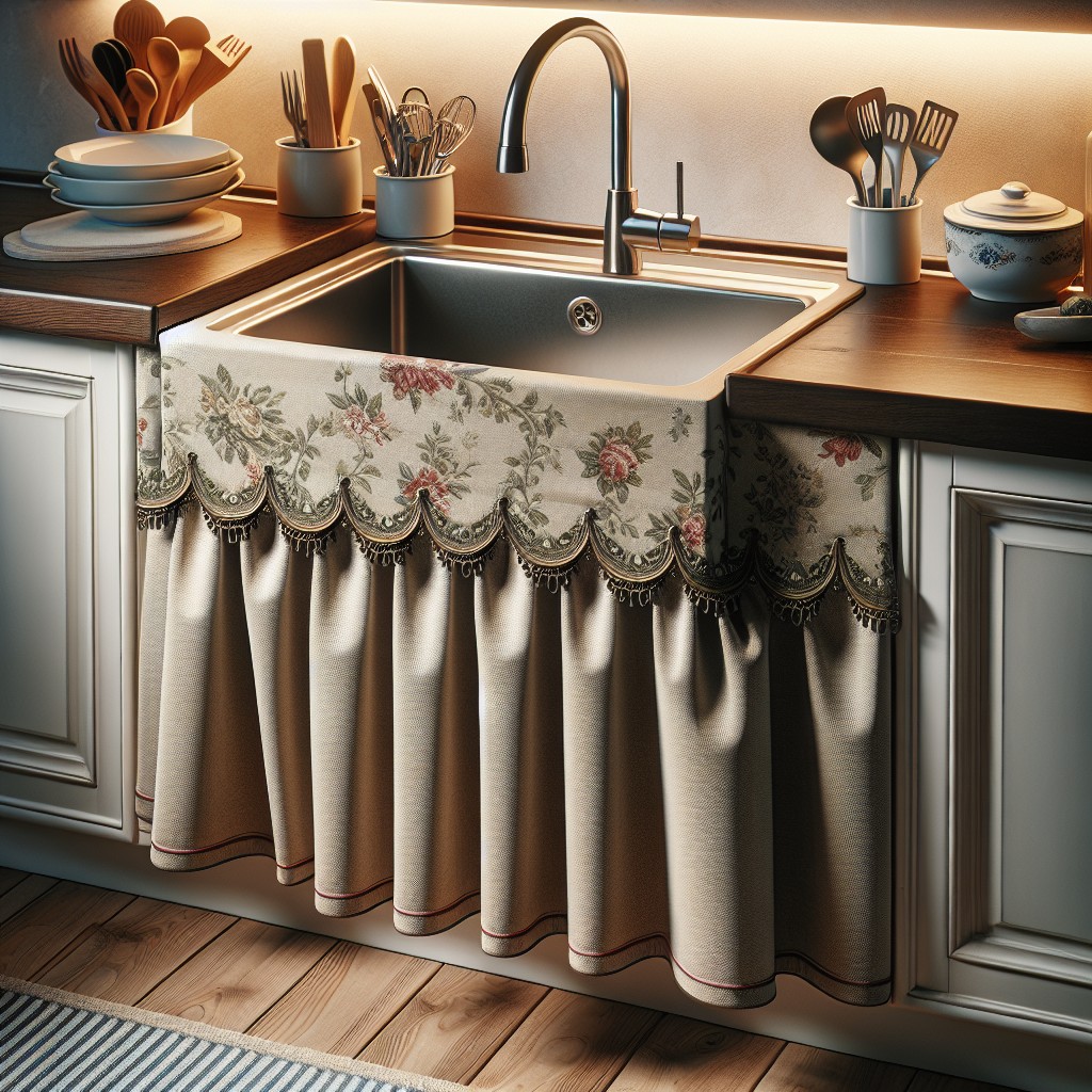 sink skirt decor for hiding pipes