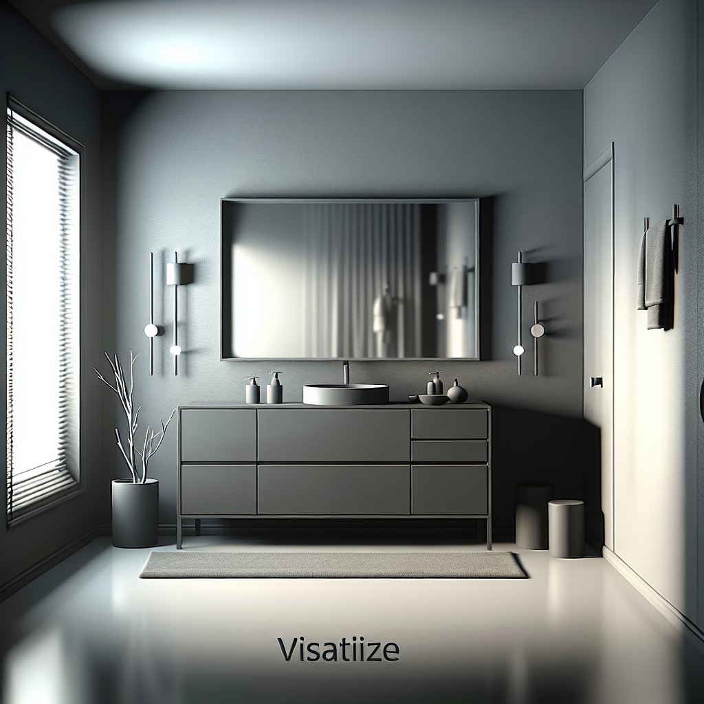 sleek bathroom designs with dark grey vanity cabinets and light grey walls