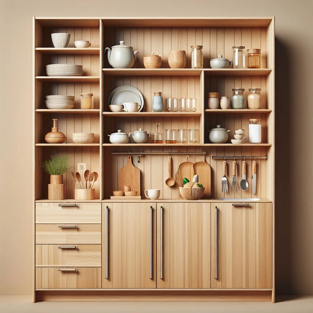 slim profile kitchen hutch for narrow spaces