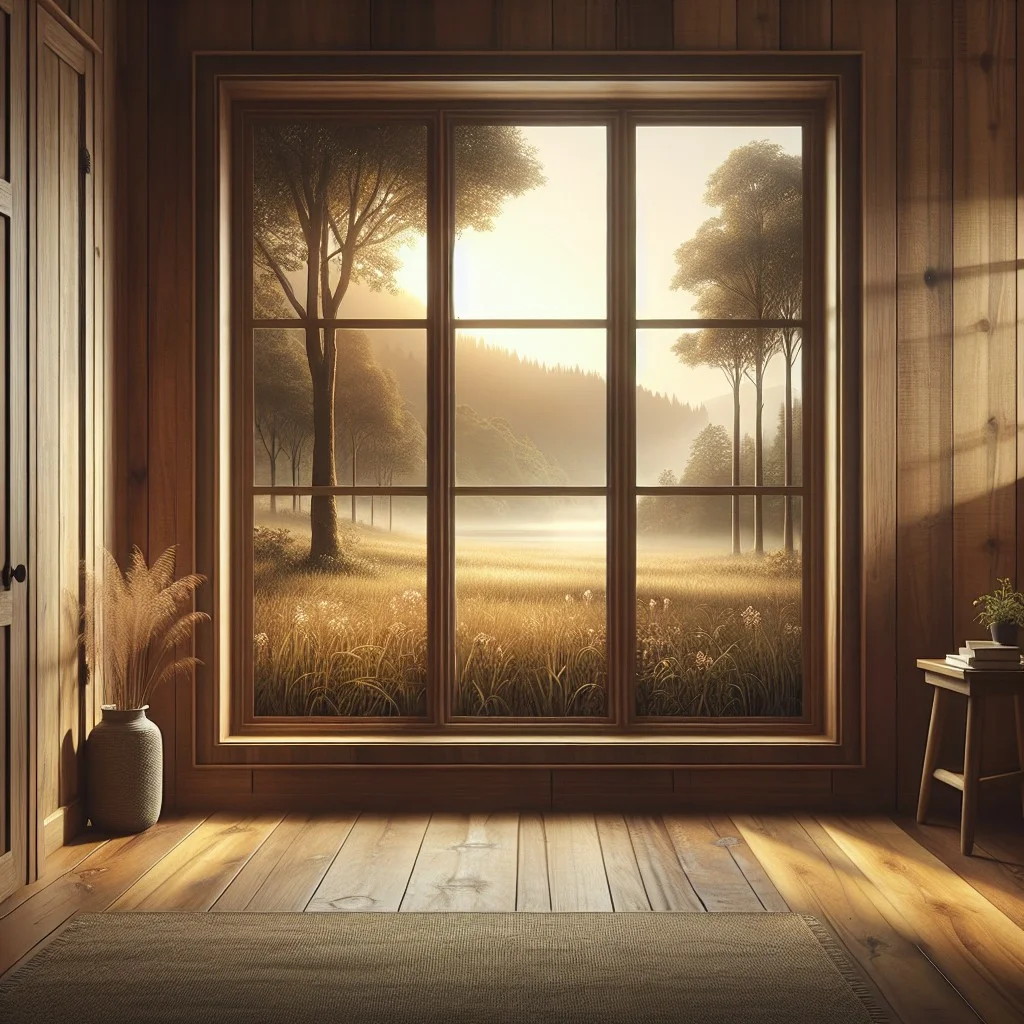 stained wood window stops for a natural tone