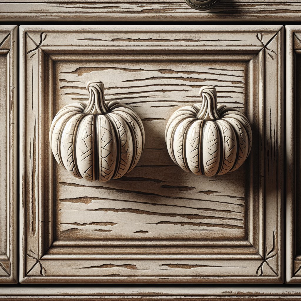 stencil painted white pumpkins ceramic knobs