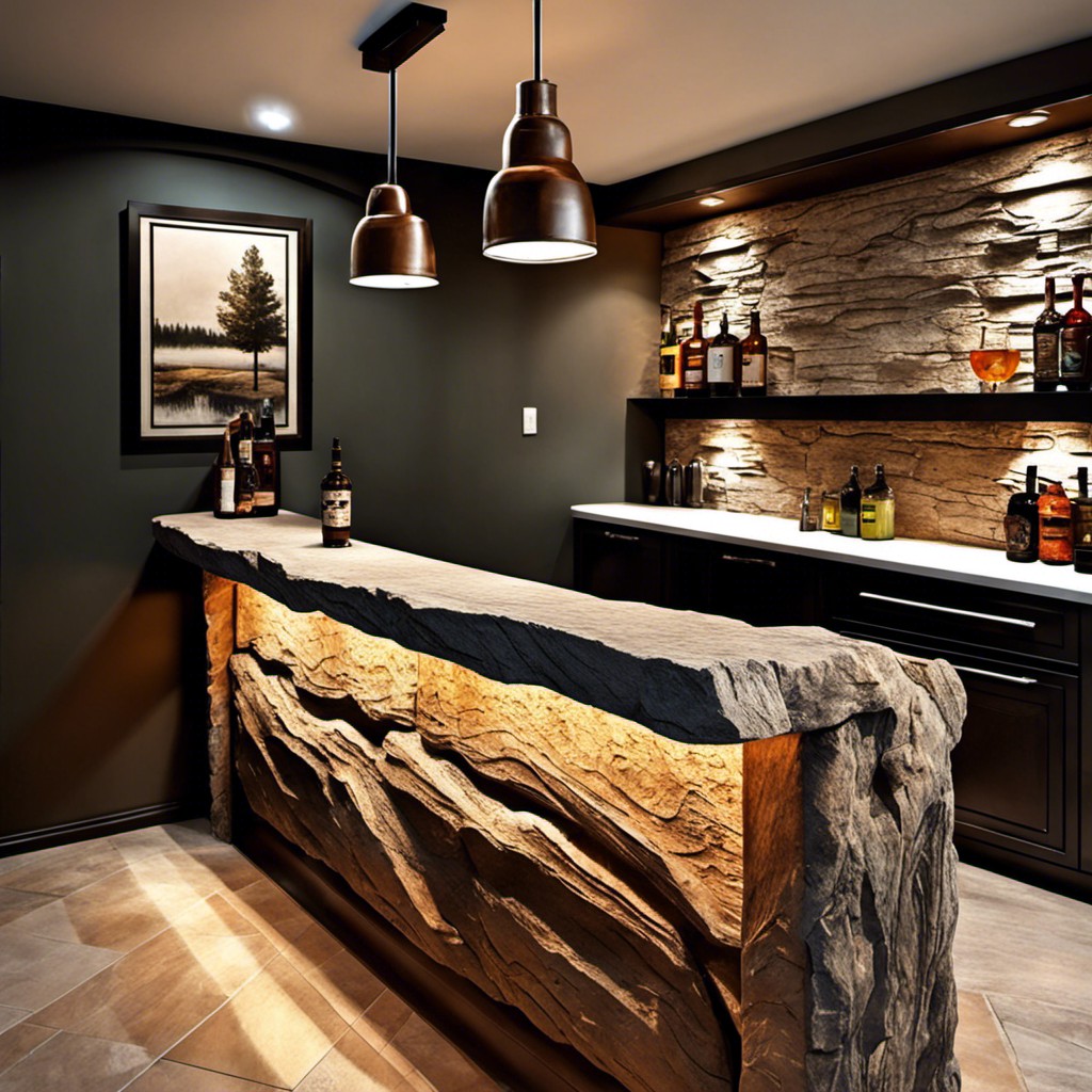 stone textured bar counter