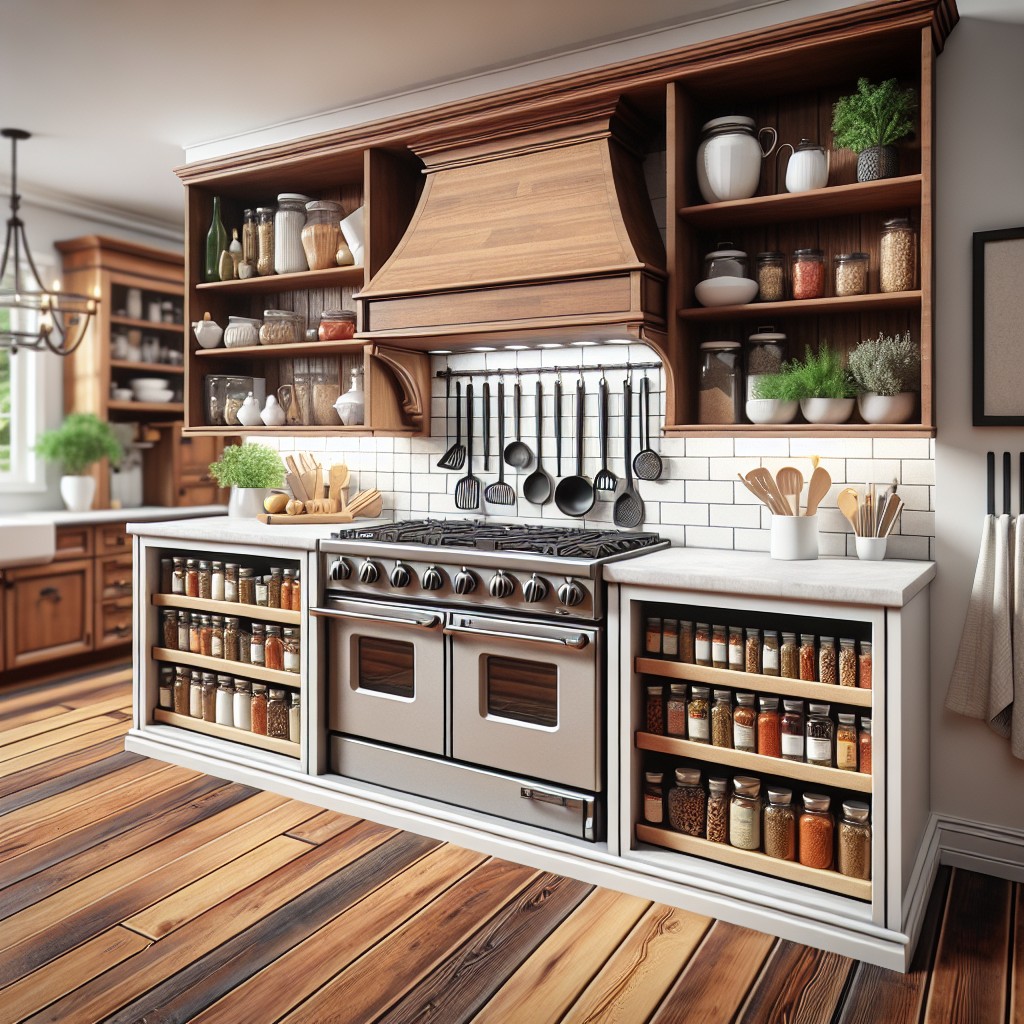 stove peninsula with hidden spice rack