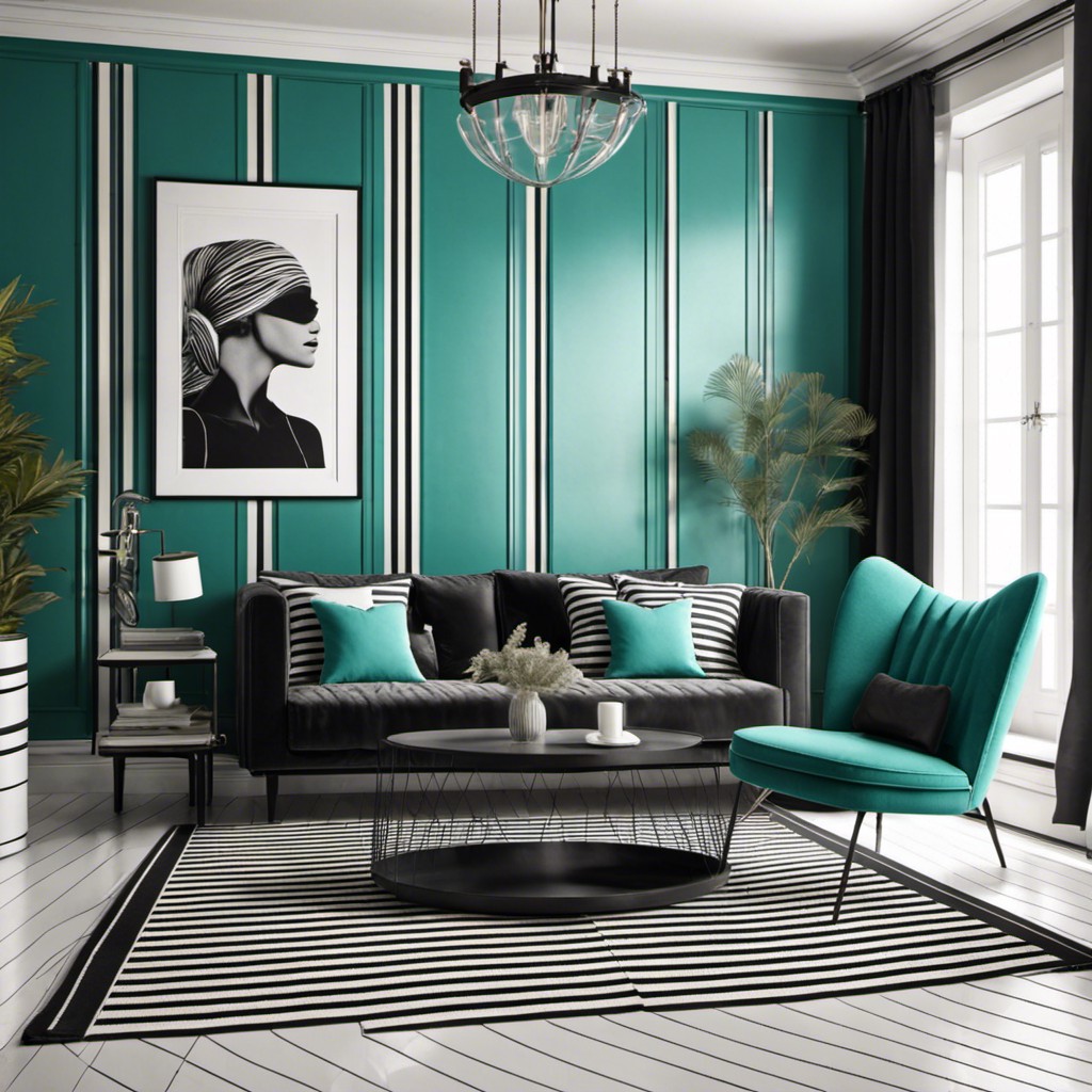 teal and monochrome stripes