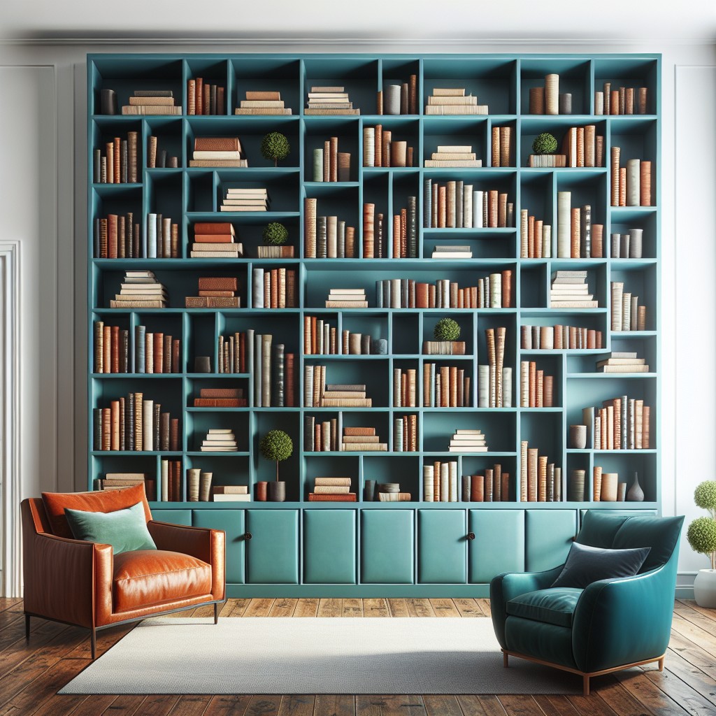 teal bookcases for stylish storage