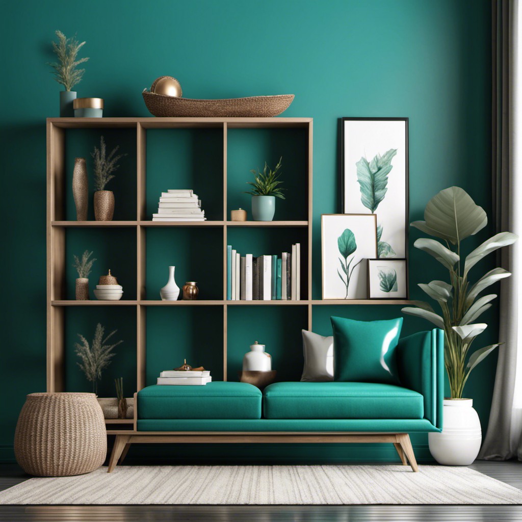 teal bookshelf for a unique focal point