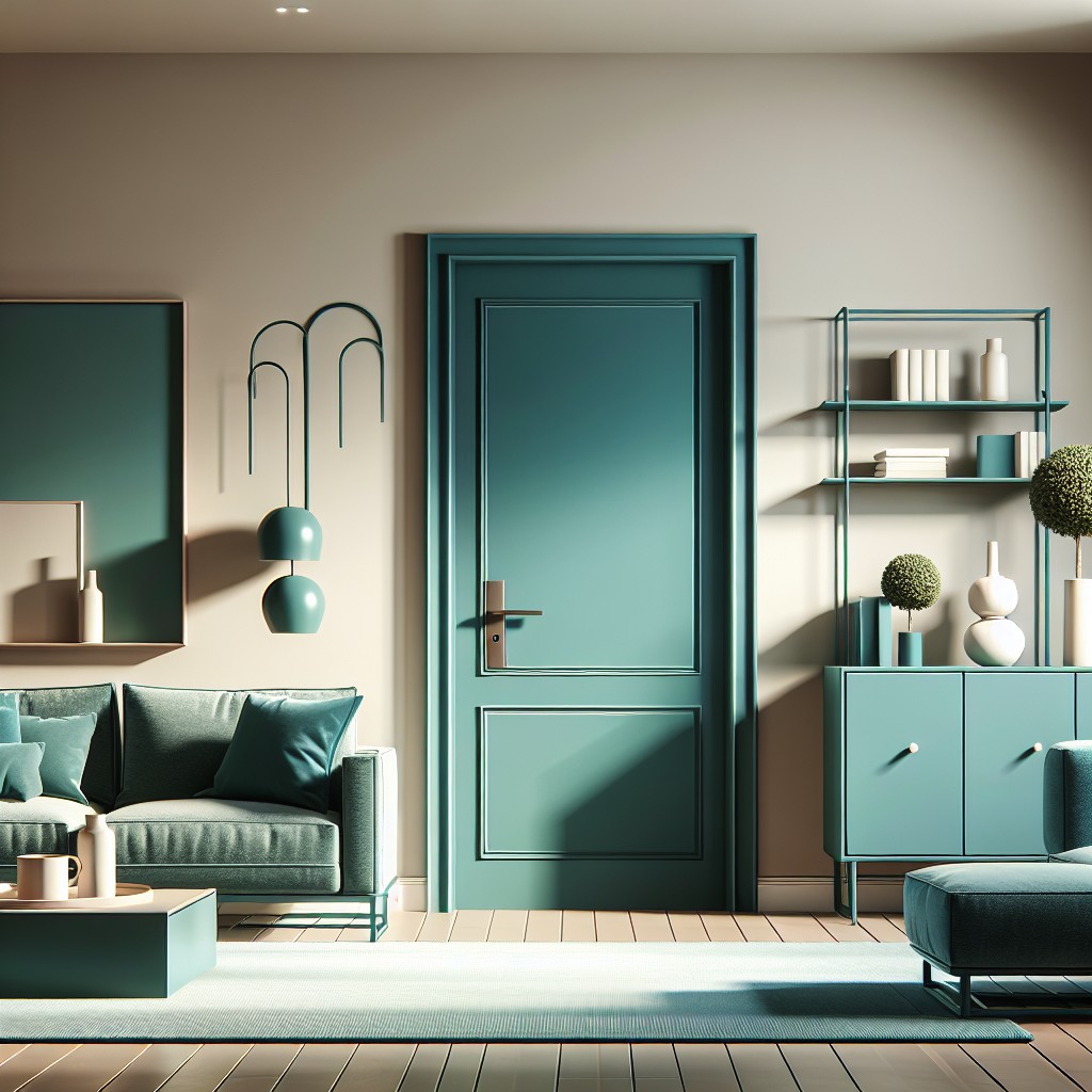 teal door frames for an unexpected pop