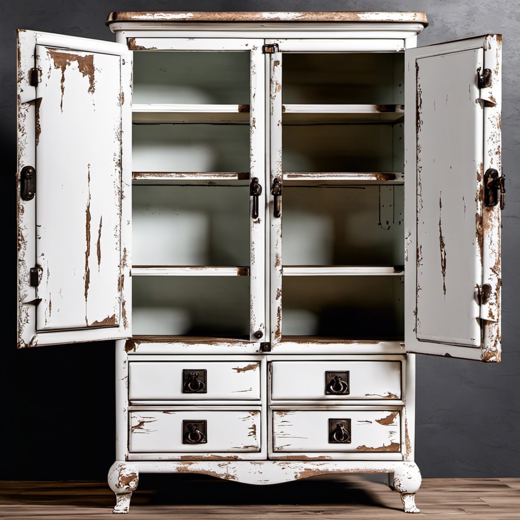 the aesthetics of distressing white metal cabinets