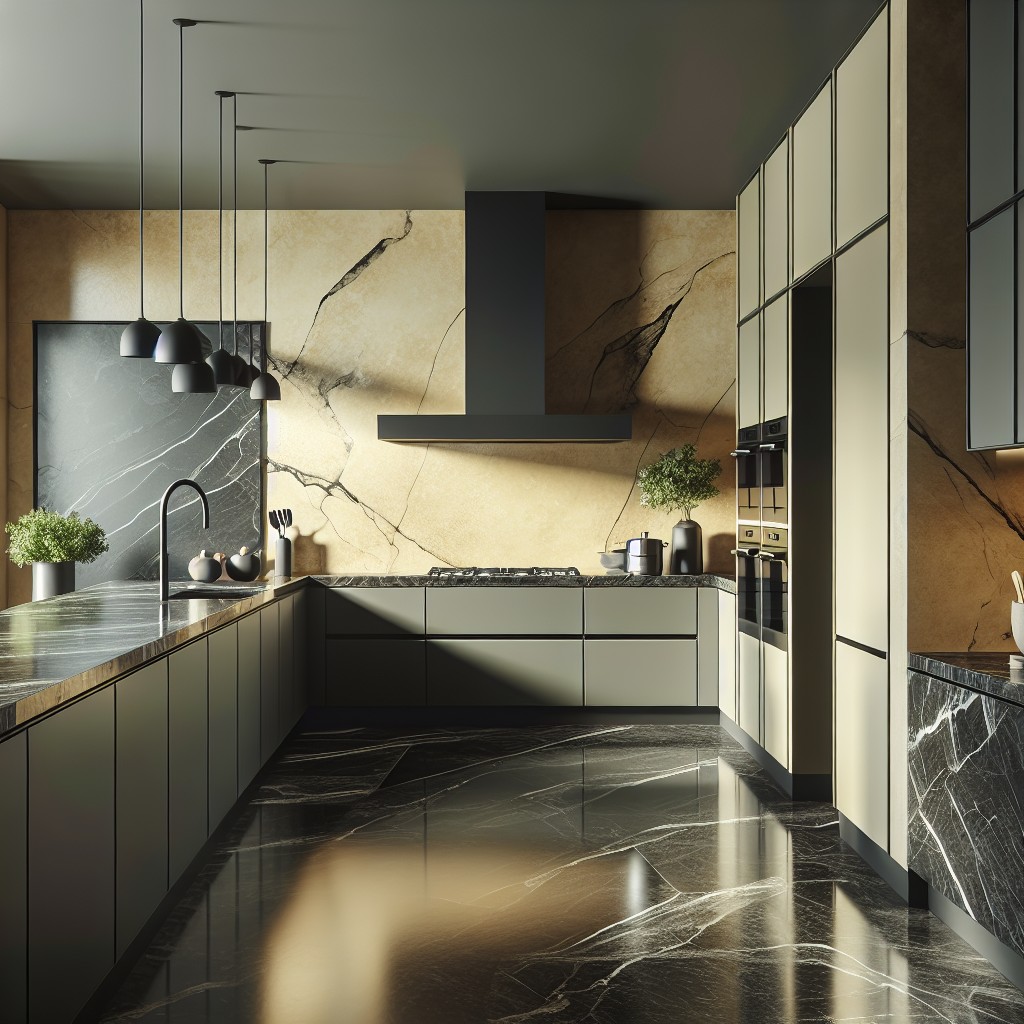 the color harmony black marble countertops and kitchen wall colors