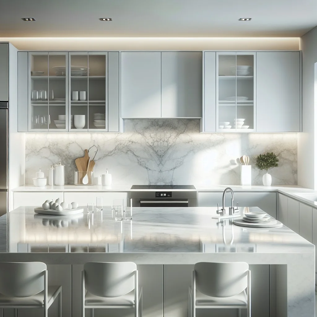 the versatility of white marble countertops in contemporary design