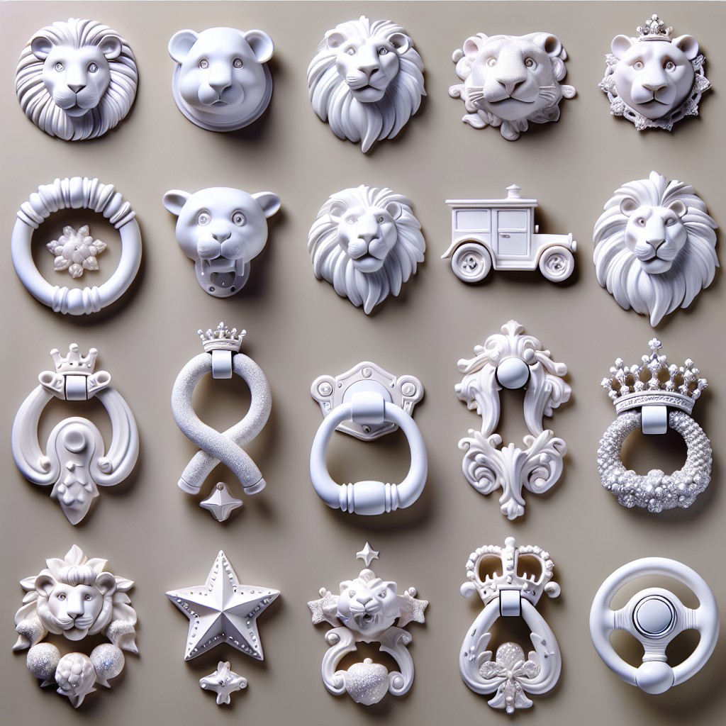 themed white door pulls for childrens rooms