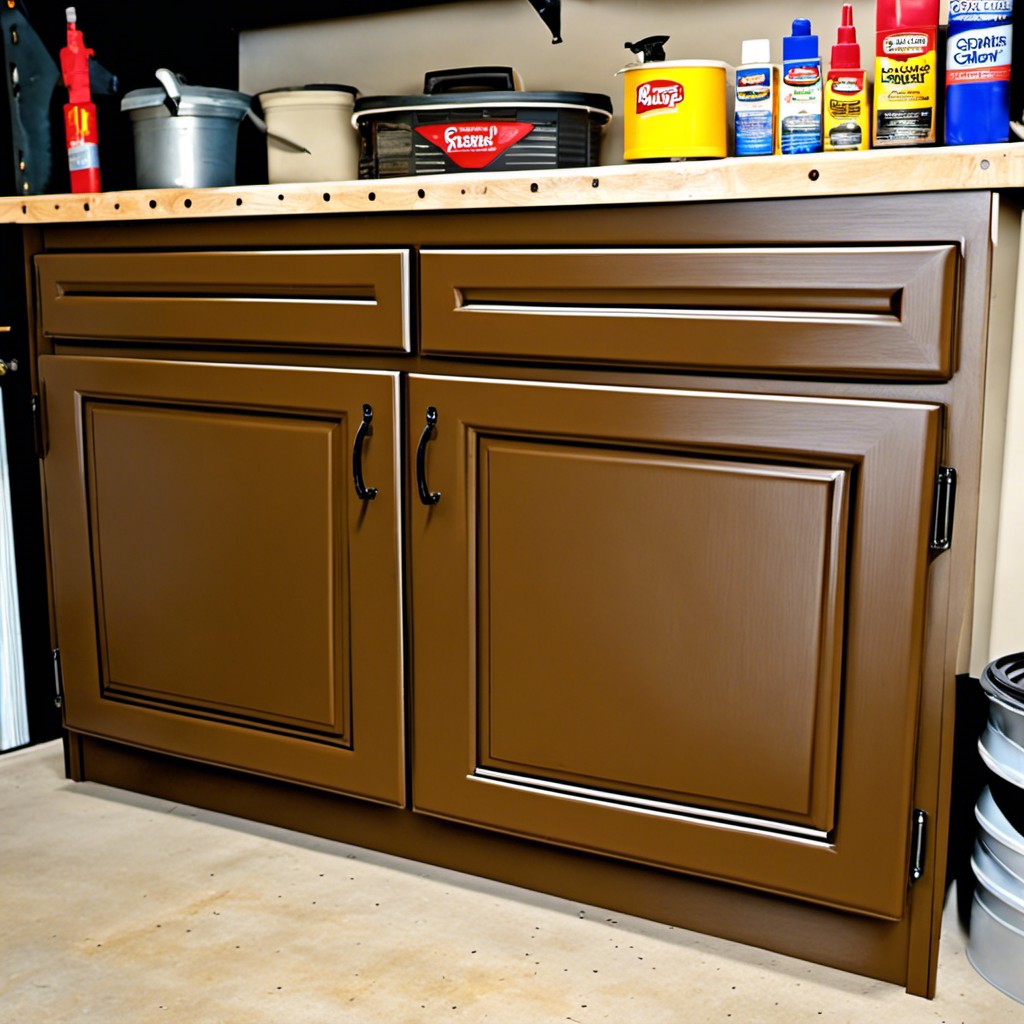transforming garage cabinets using rust oleum