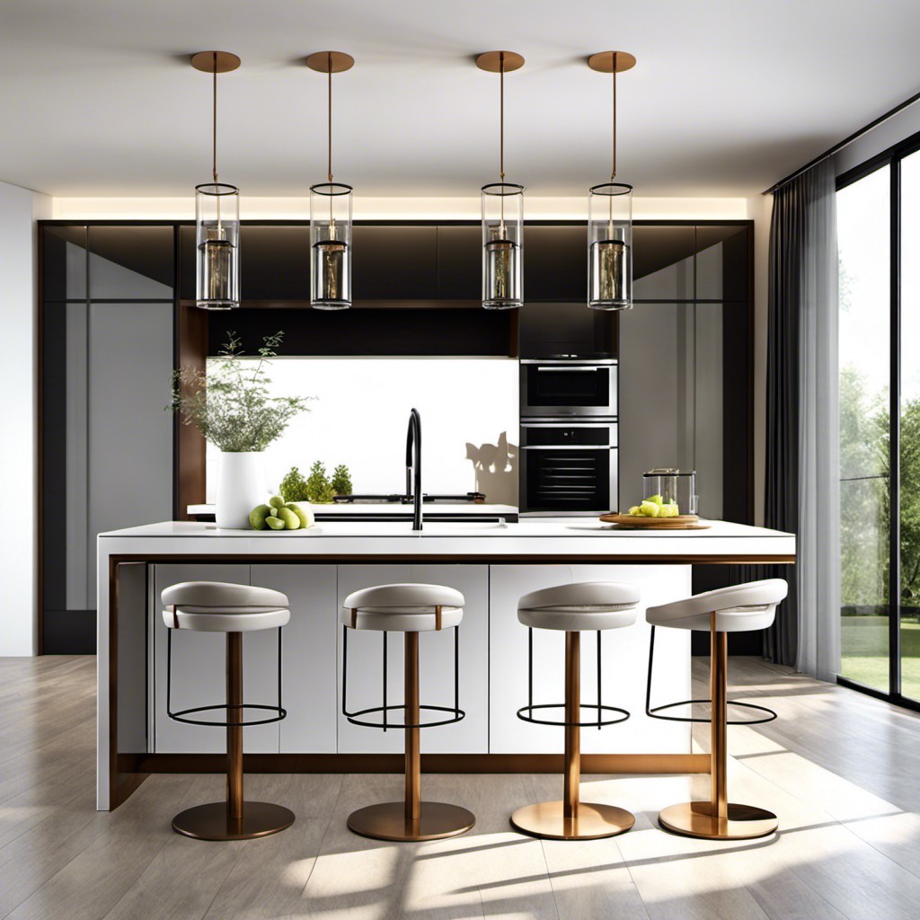 transparent glass column for an elegant kitchen island