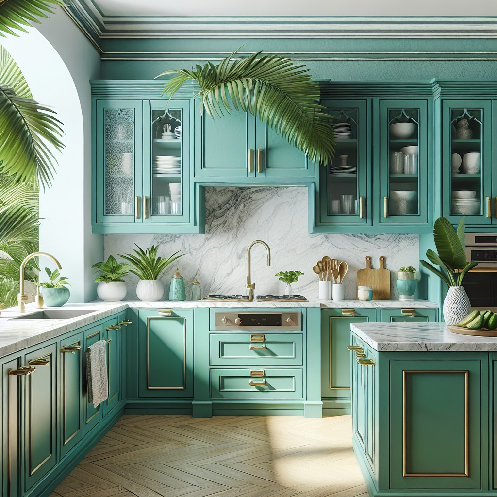 tropical turquoise cabinets
