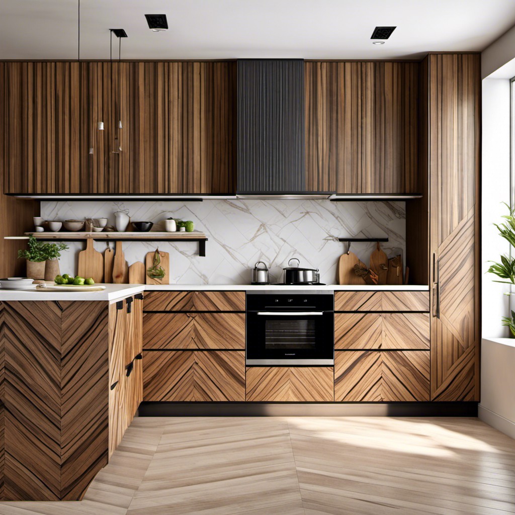 try chevron wood patterns for a dynamic touch