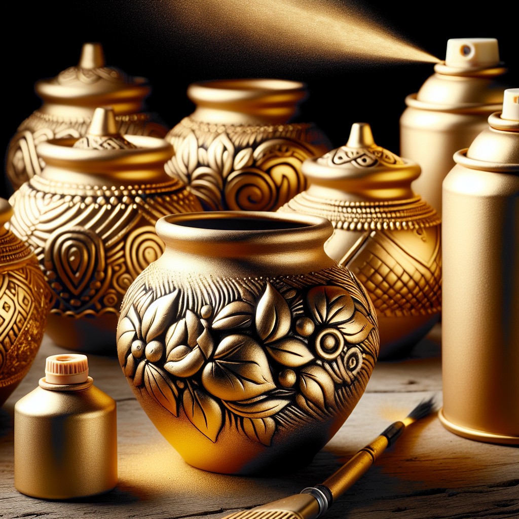 turning ordinary clay pots into gold painted masterpieces