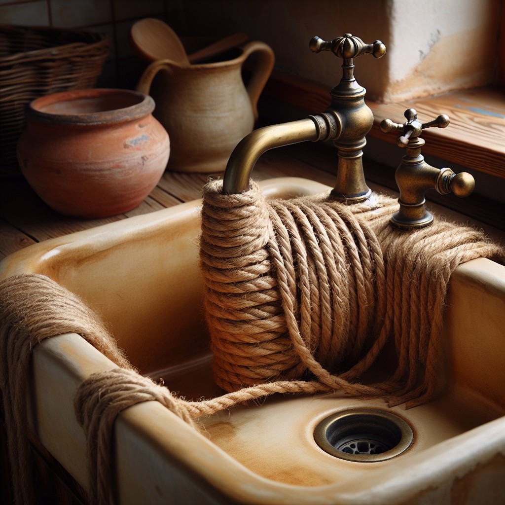 twine wrapped faucet for rustic look