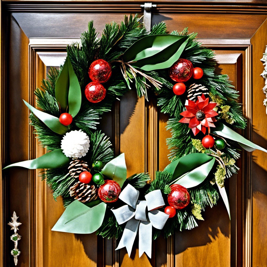 upcycled material cabinet wreaths