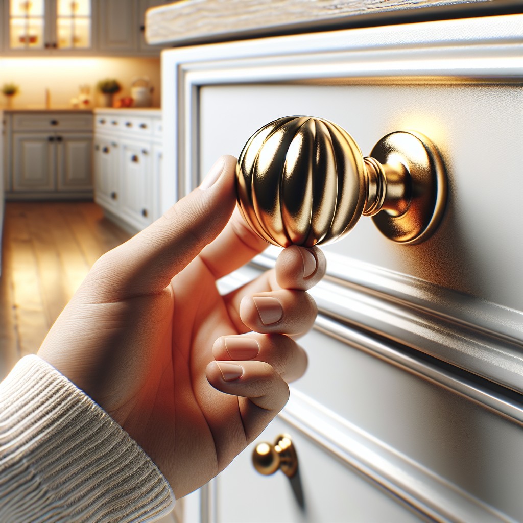 upgrading kitchen cabinet knobs with gold paint