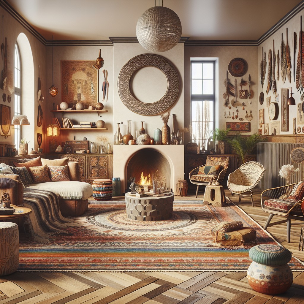 use a circular fireplace for a bohemian look