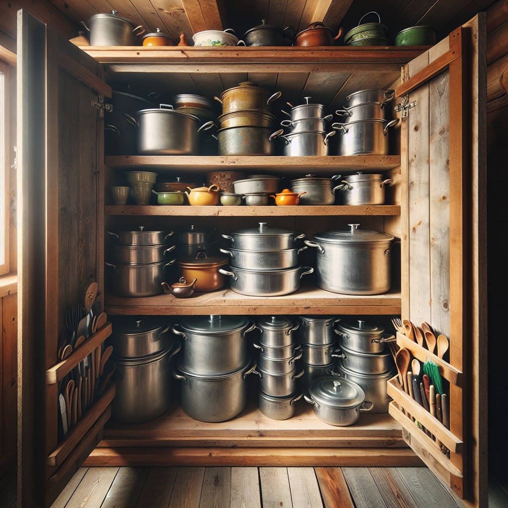 use an unused broom cupboard for pan storage