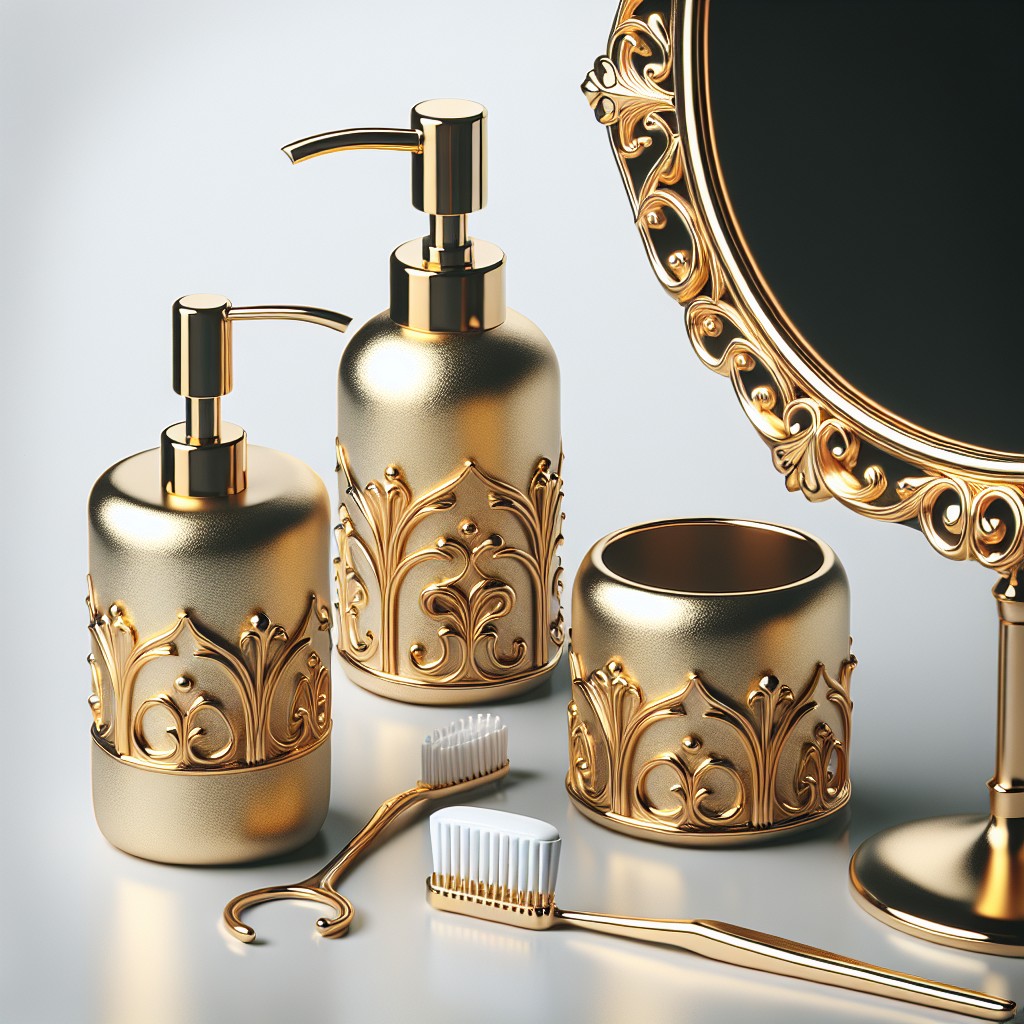 use gold paint for detailing on bathroom accessories