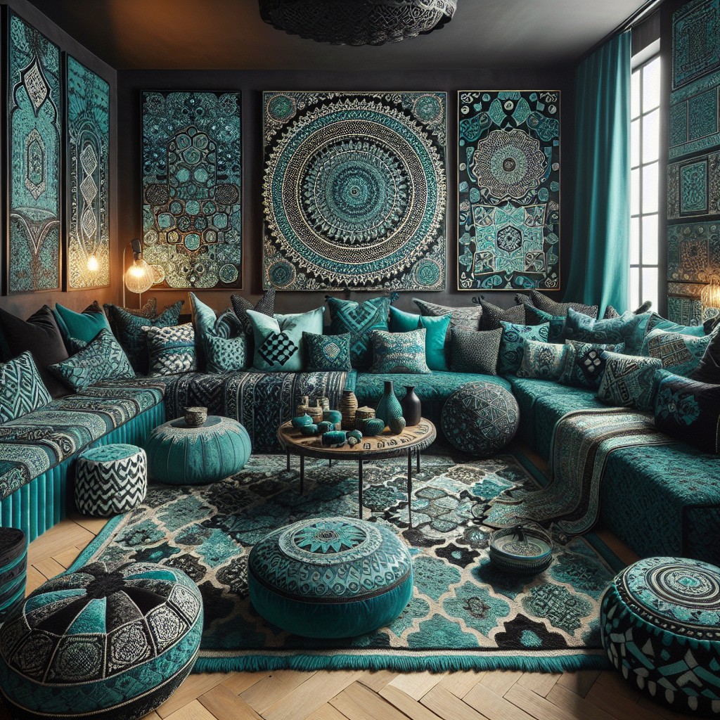 use teal and black in a moroccan theme