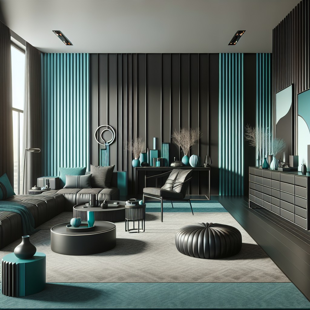 use teal and black striped walls