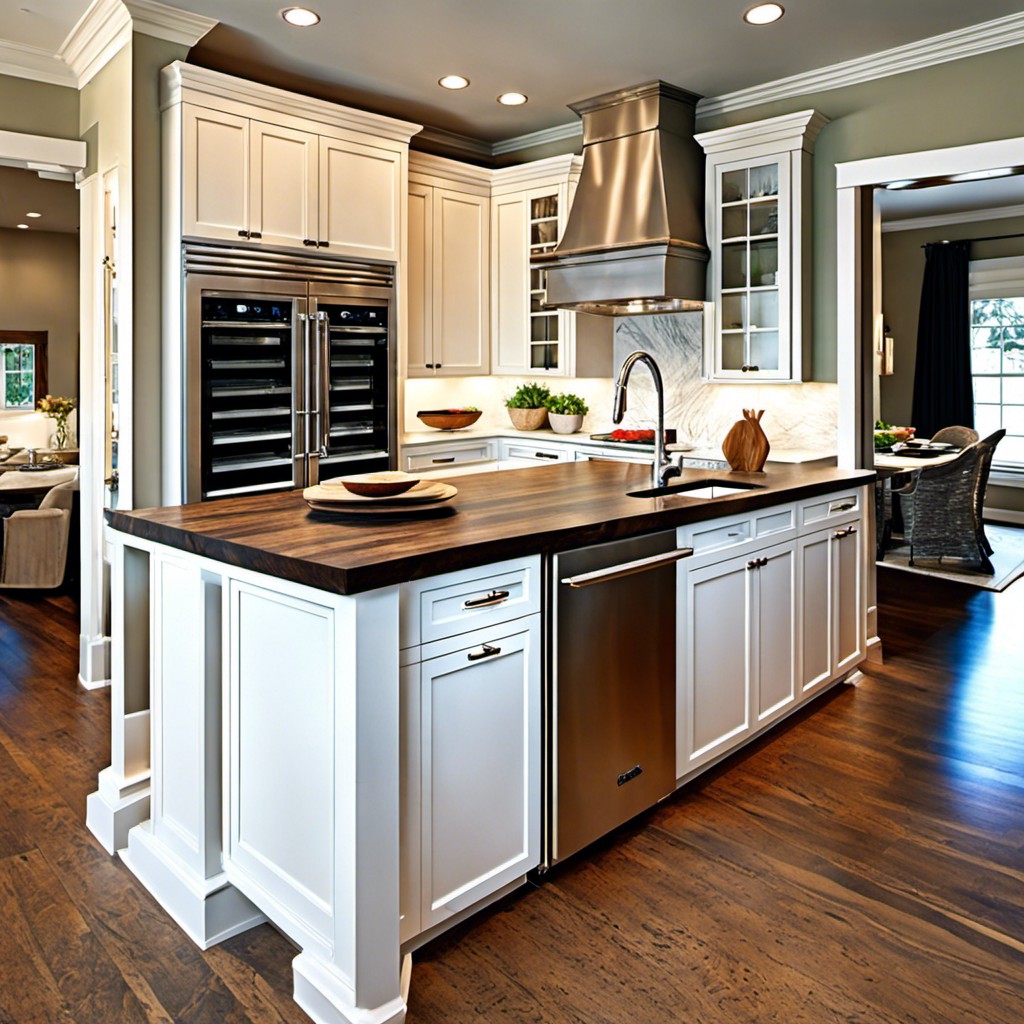 use the dishwasher as a separator between prep and dining area in the island