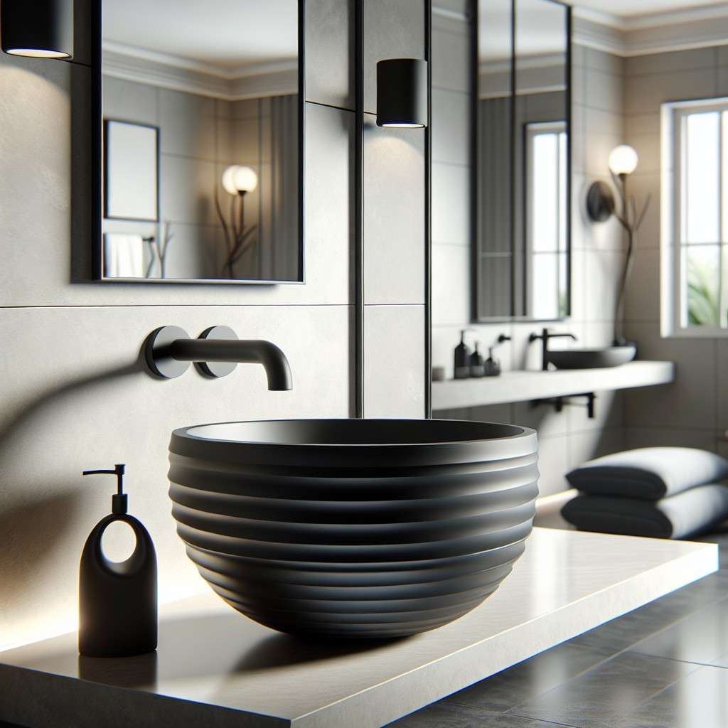 vessel matte black sink with layered effect